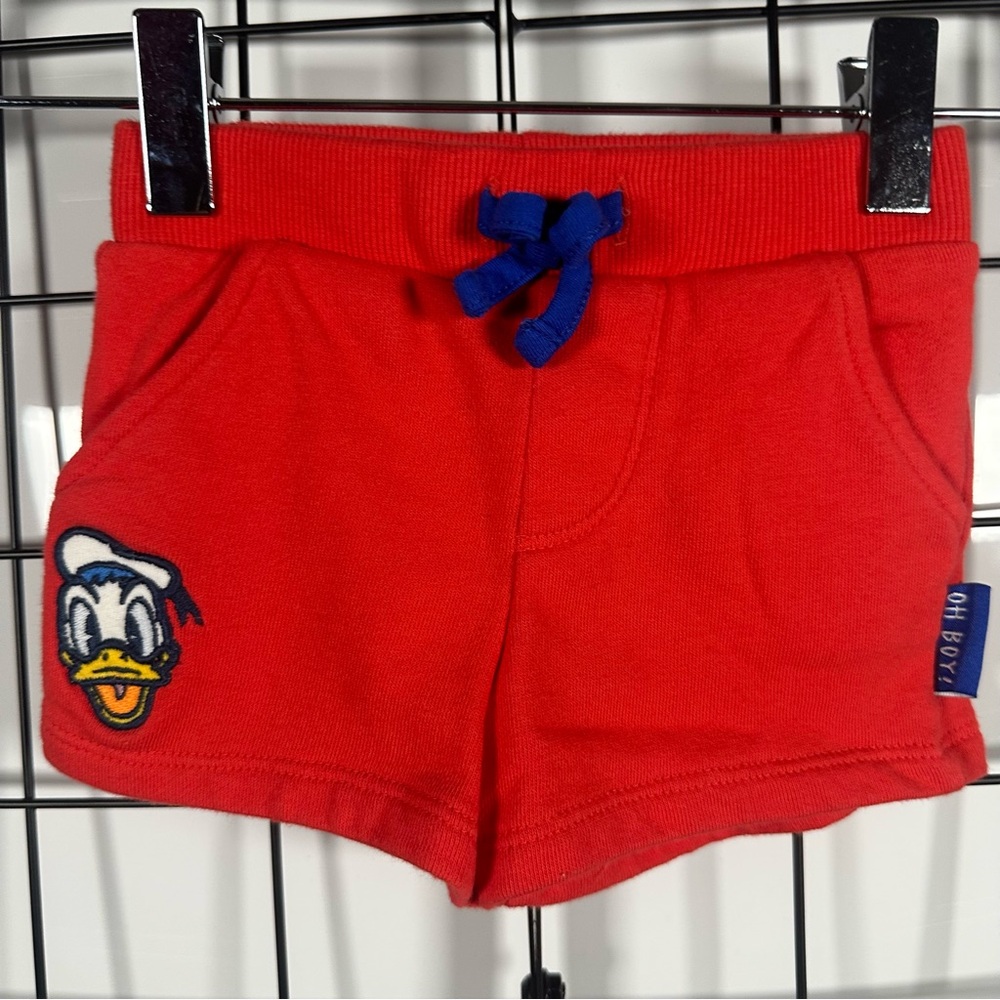Disney Baby Orange/Navy Blue Donald Duck “Oh Boy!” Shorts 6-9M